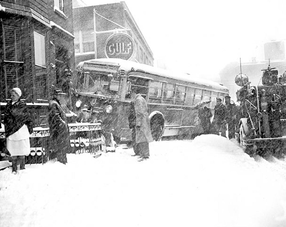 Central Avenue
Bus rests against house on Central Avenue in Newark, N.J. after Eugene Balanger, driver of the Public Service vehicle, swerved to avoid hitting an automobile. 

Photo by J Petrella/NY Daily News
