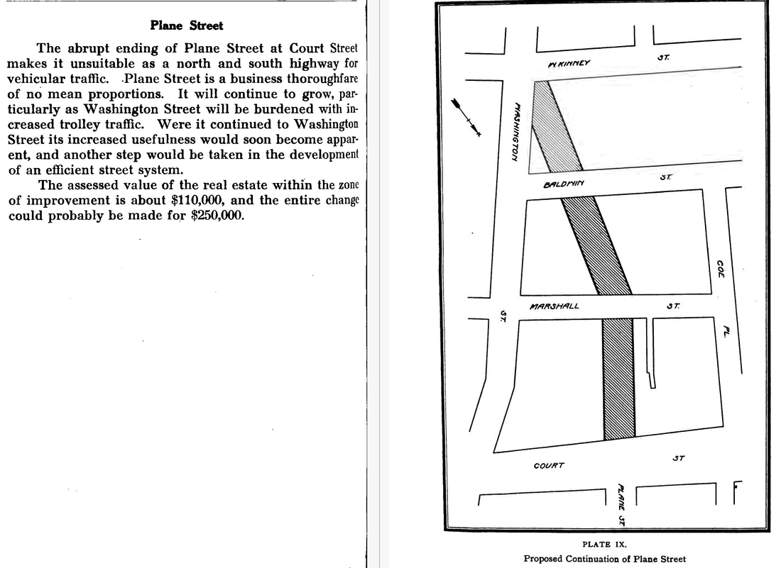 Plane Street proposed extension to Washington Street
From "City Planning for Newark" 1913
