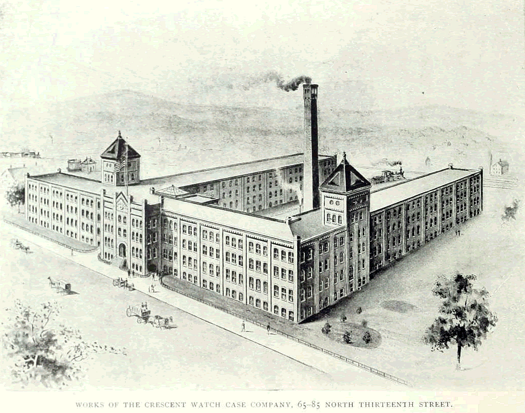 65 - 85 North Thirteenth Street
Crescent Watch Case Company
From "Essex County, NJ, Illustrated 1897":
