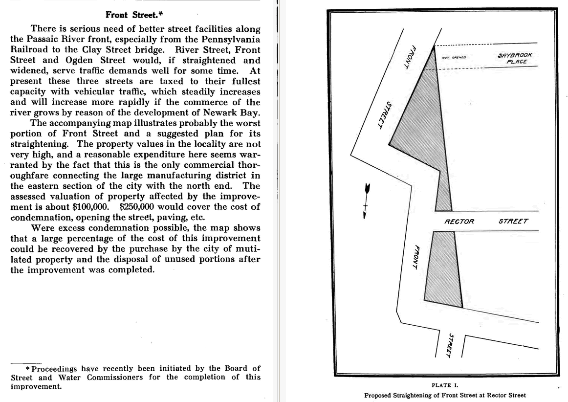 Front Street Straightening
From "City Planning for Newark" 1913
