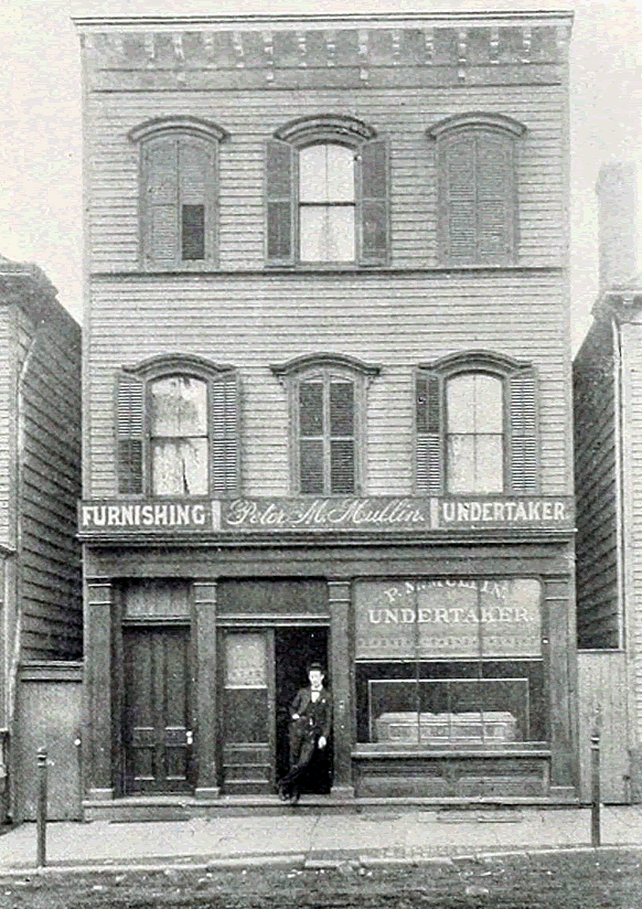 91 Lafayette Street
Peter M. Mullins Undertaker
From "Essex County, NJ, Illustrated 1897":
