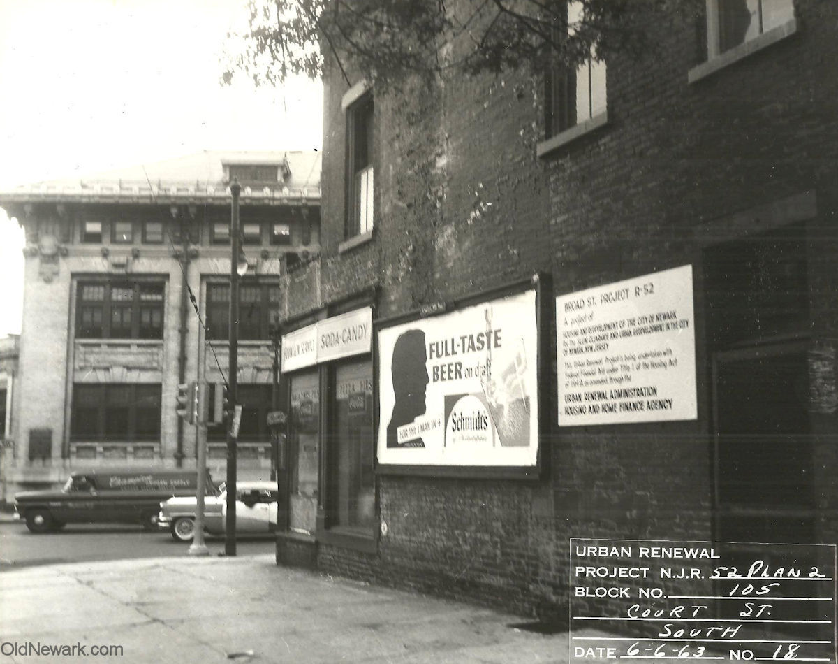 Washington & Court Streets
1st Precinct is visible
June 6, 1963
Urban Renewal Project N.J.R. 52 Plan 2

