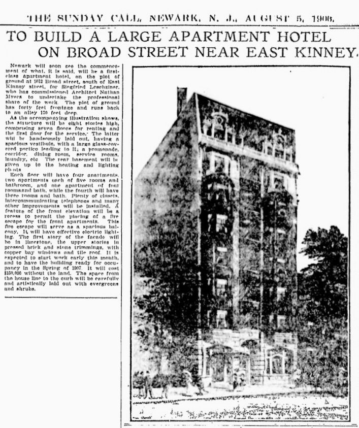 1012 Broad Street
The New Apartment Hotel to Stand at Broad and Chestnut Streets
