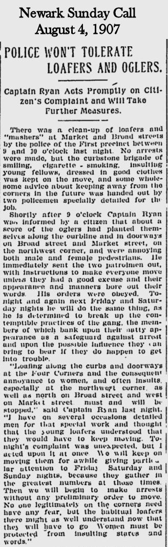 Police Won't Tolerate Loafers and Oglers
August 4, 1907
