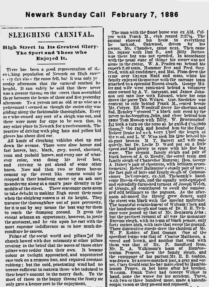 Sleighing Carnival
February 7, 1886
Newark Sunday Call
