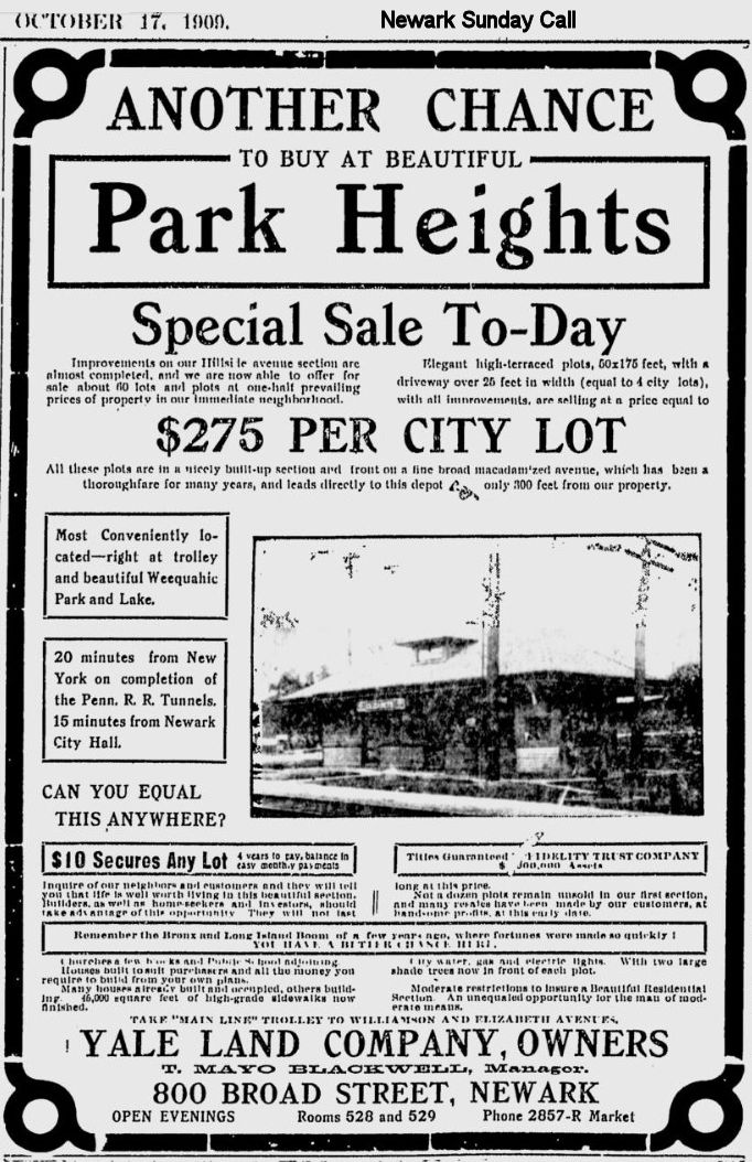 Another Chance to Buy at Beautiful Park Heights
October 17, 1909
