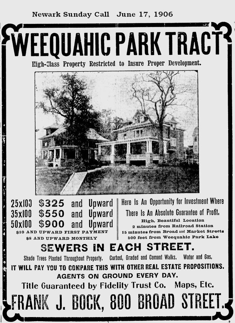 Weequahic Park Tract
June 17, 1906
